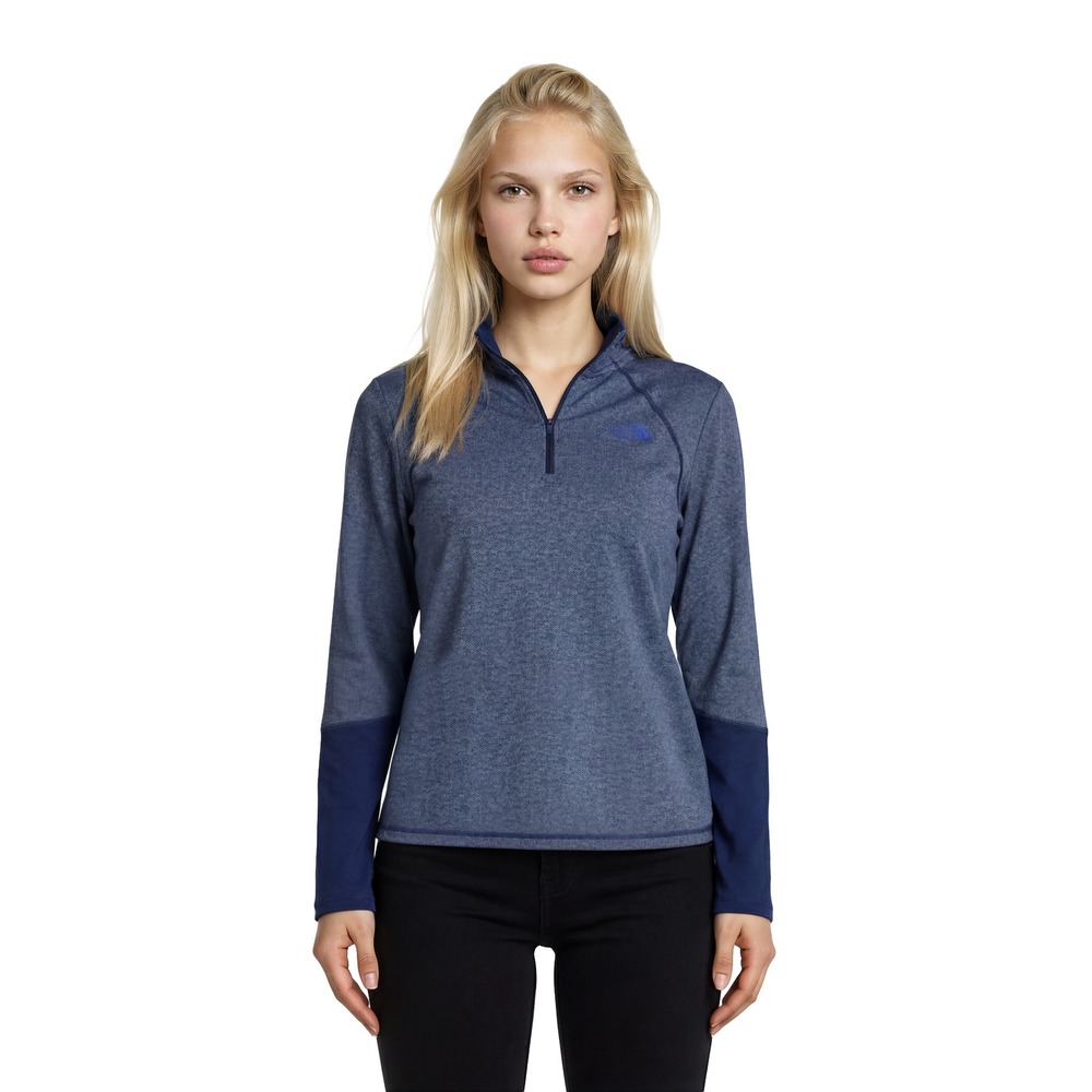 The North Face Pullover Women's Size Large‎ Blue Heathered Quarter Zip Top